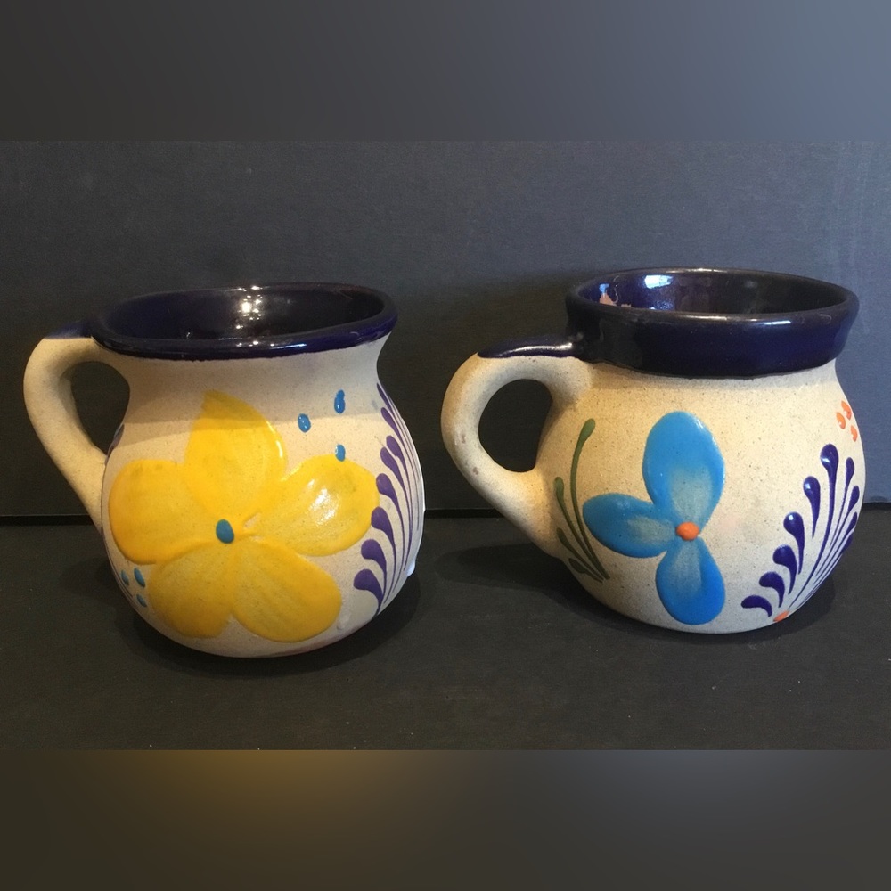 Jarrito Mexican Clay mug coffee hot chocolate tea Pottery set of 2